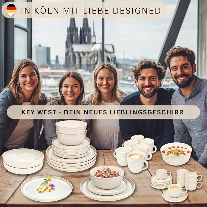 Sänger Key West | Kaffeebecher 6 Personen, Steingut Kaffeetassen Set 6er, Tassen Set Teetasse Set sp