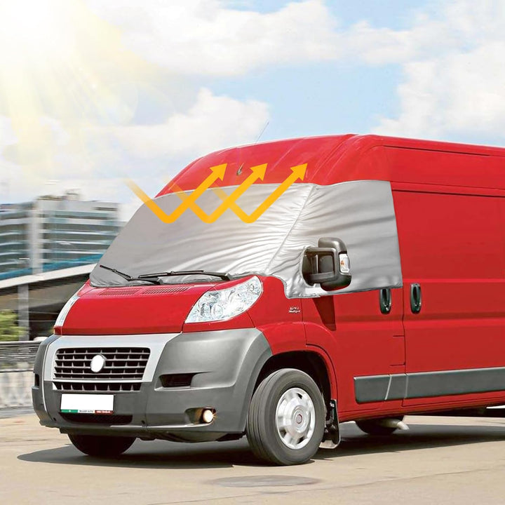 Externe Thermo Scheibenabdeckung passend für FIAT Ducato 2006-2024, Luxus Silber Wrap Windschutzsche
