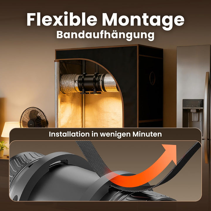 100mm Rohrventilator Regelbar, Rohrlüfter 8W, 310m³/h, Überhitzungsschutz Ventilator, Kanalventilato