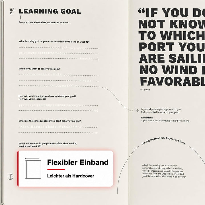 LEUCHTTURM1917 367497 Learning Journal Composition (B5), Flexcover, Schwarz, Englisch Englisch Schwa