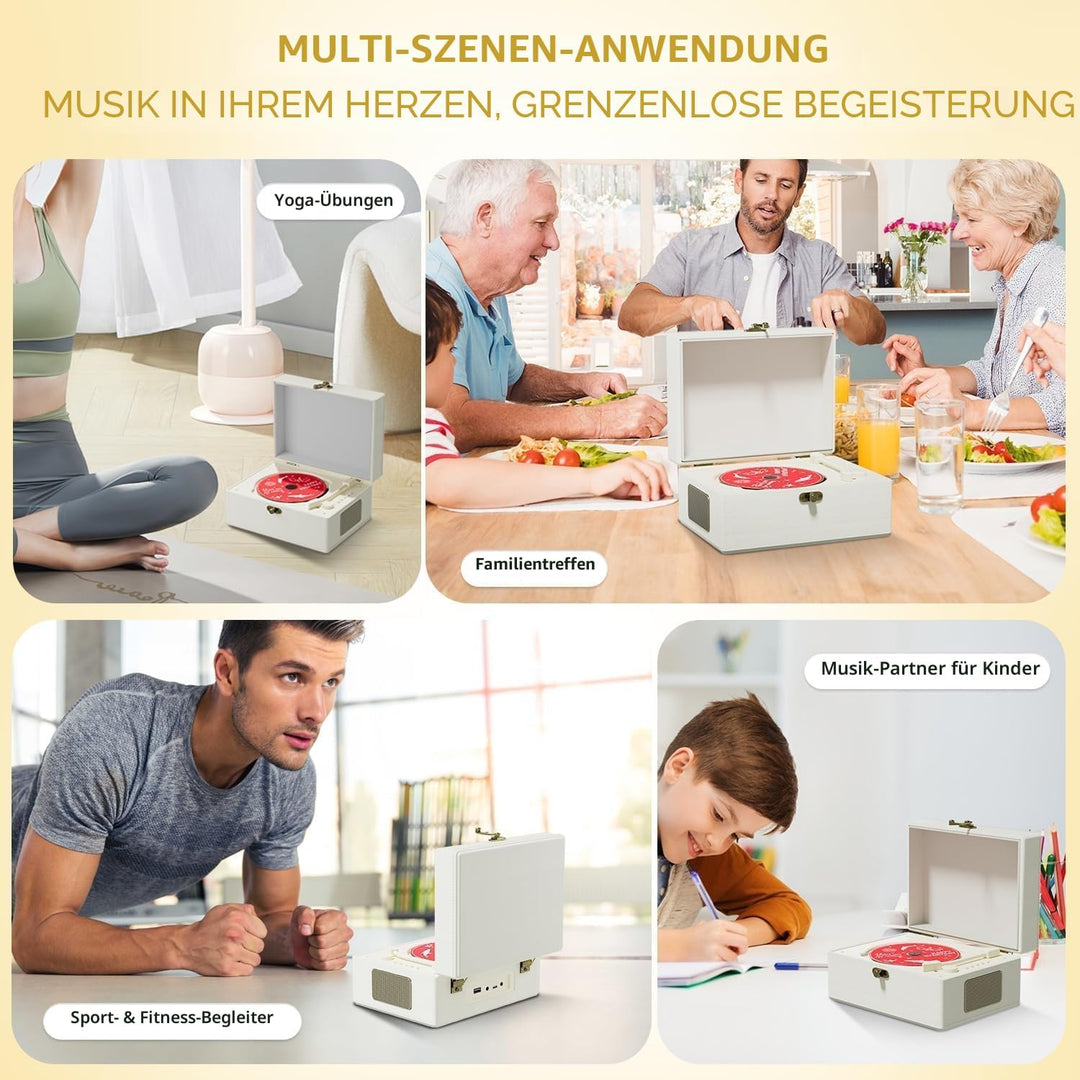 Yintiny Wiederaufladbarer CD-Player aus Leder mit Lautsprechern; Bluetooth-Sender; Festival-Geschenk