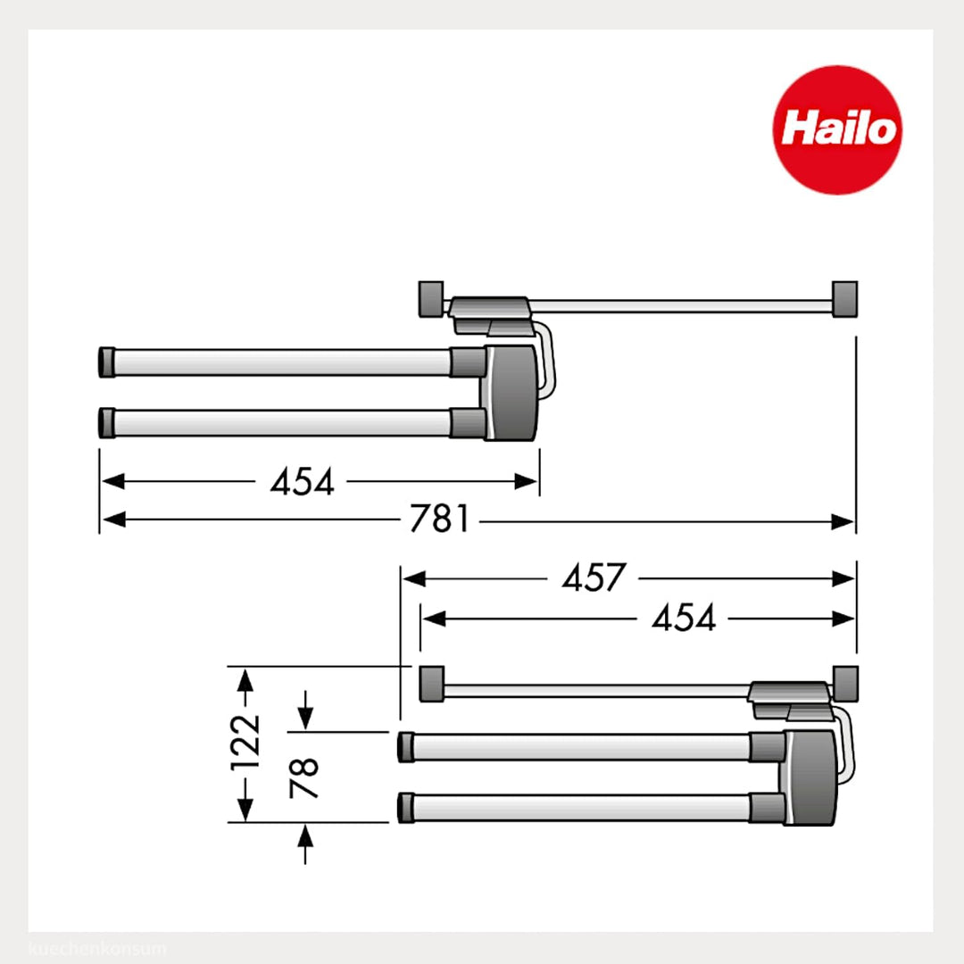 Hailo Secco Alu Line Handtuchhalter ausziehbar Aluminium 2-armig Handtuchstange