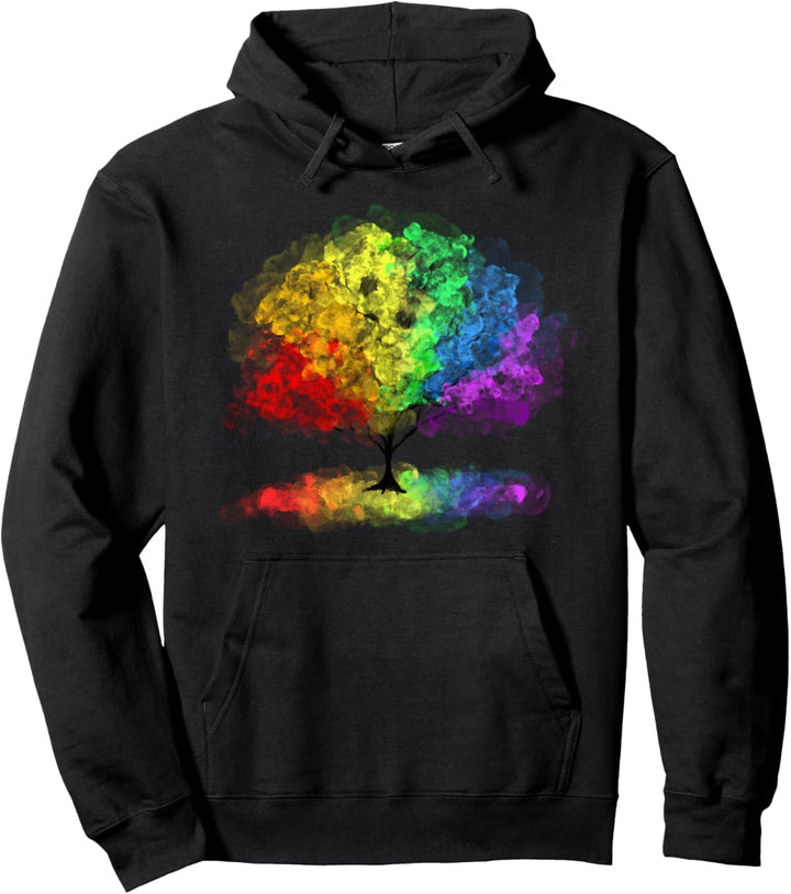 Einzigartiger, handgezeichneter Regenbogen-Baum, bunte Bekleidung für Gay Pride. Pullover Hoodie