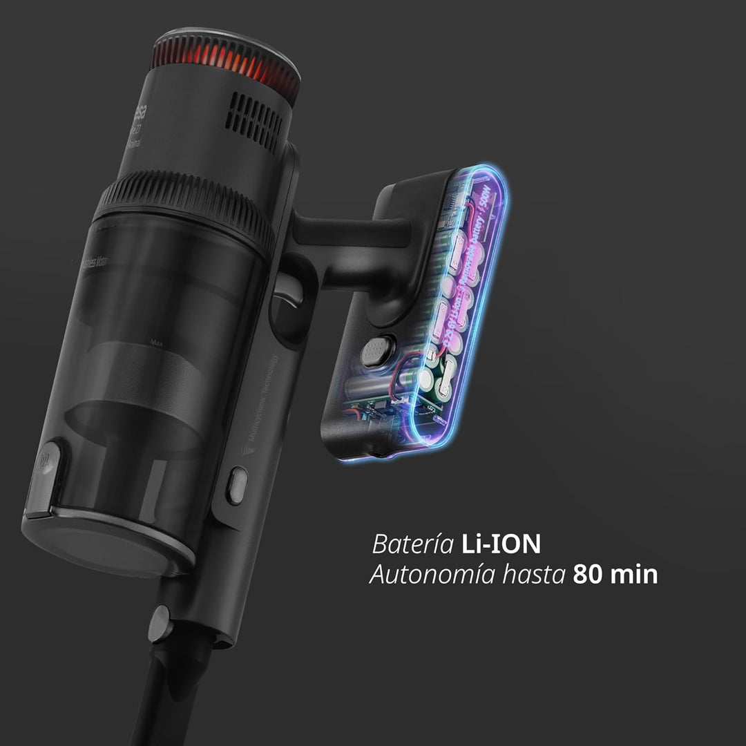 Ufesa Z7 Digital Akku Staubsauger, Selbstladender-Flexibler, 29.6V, LED Touchscreen, 26KPa, 500W, 80