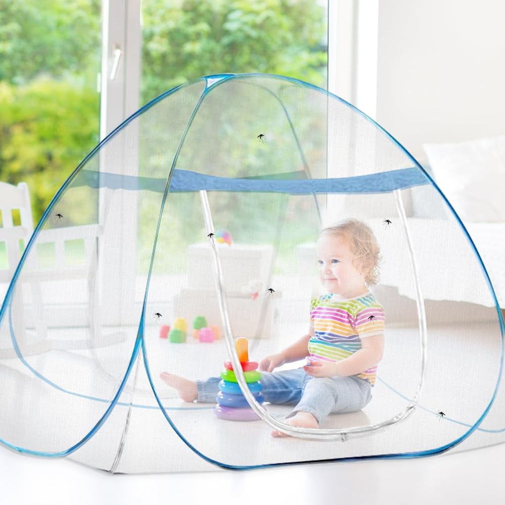 mizikuu Moskitonetz Bett, Pop up Doppeltür Moskitozelt 150 * 200cm Tragbare Faltbares Bett-Moskitone