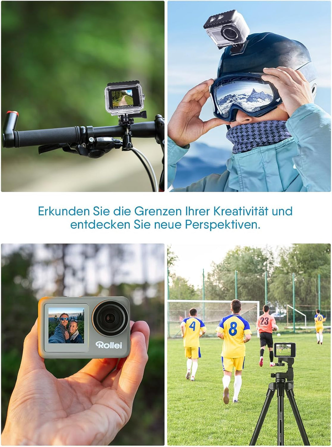 Rollei Action-Cam 9s Plus I 4K 60fps Unterwasserkamera mit Selfie-Display, Bildstabilisierung, Zeitr