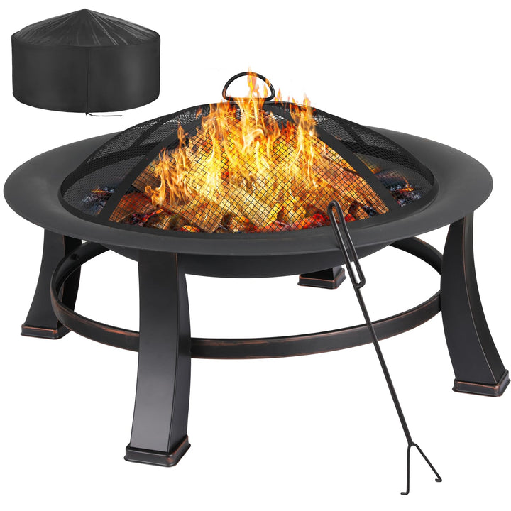 Feuerschalen für den Garten Φ76cm, Feuerschale mit funkenschutz und grillrost, Multifunctional Feuer