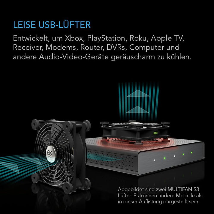 AC Infinity MULTIFAN S4, 140mm USB Lüfter, 18dB Leise, Kunststoff, 1.5W, 5V, 2000U/min, für Receiver