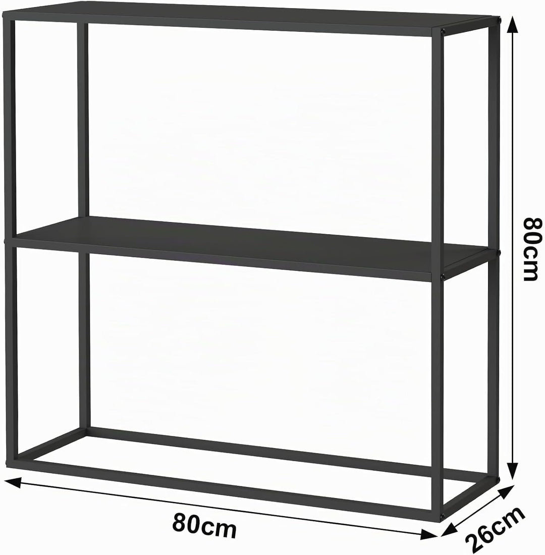 DanDiBo Konsolentisch Metall Schwarz Schmal mit 2 Ebenen Modern 80x80x25 cm Regal Stehend Standregal