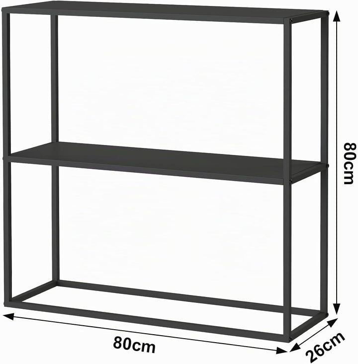 DanDiBo Konsolentisch Metall Schwarz Schmal mit 2 Ebenen Modern 80x80x25 cm Regal Stehend Standregal