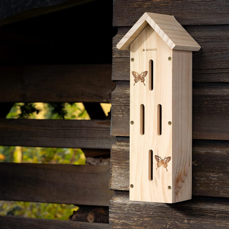 Navaris Schmetterlingshaus aus Holz - Schmetterlingshotel für Garten Balkon - Insektenhotel Schmette