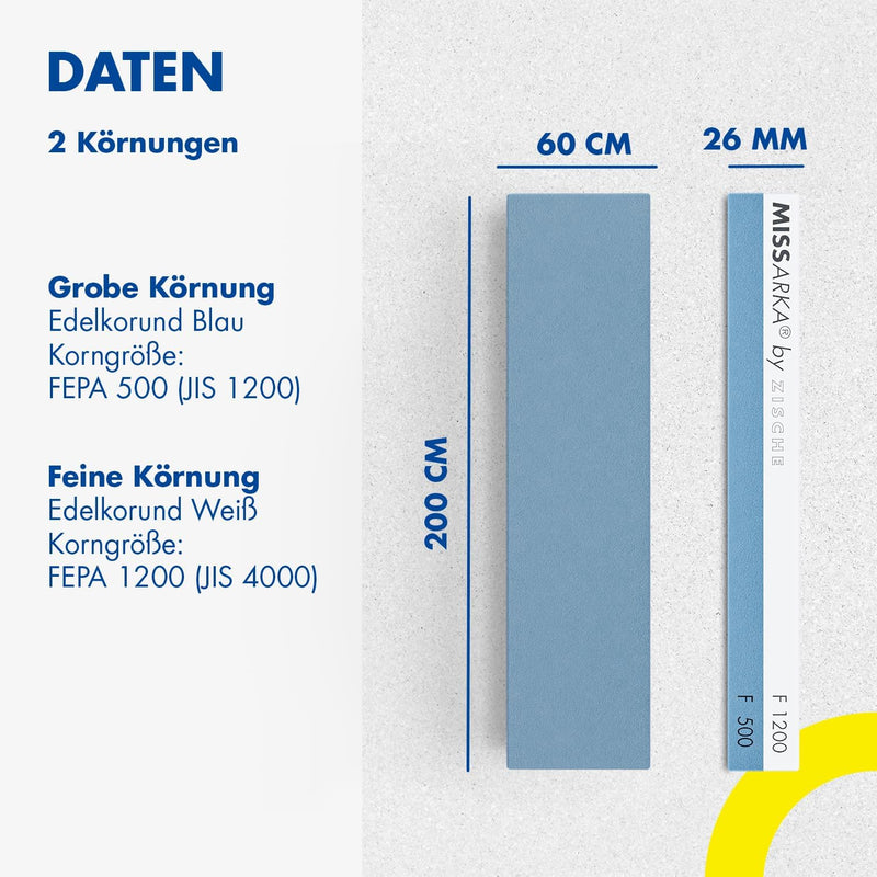 Zische Missarka Blue | Kombi Schleifstein FEPA 500 / 1200 (JIS 1200 / 4000) | Feiner Schliff für Mes
