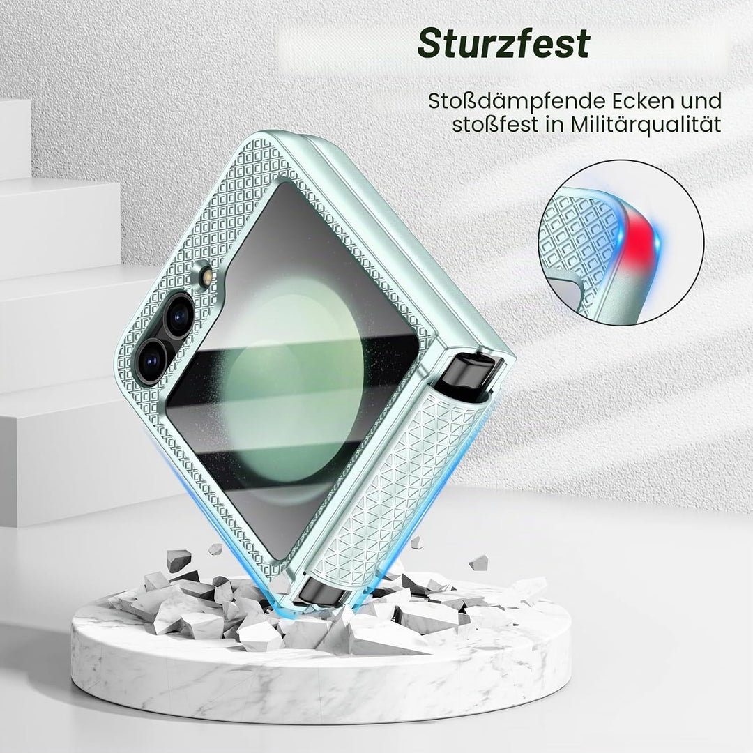 Doeshine for Samsung Galaxy Z Flip 5 Hülle mit Scharnierschutz &amp; Displayschutzfolie, Rutschfester Te