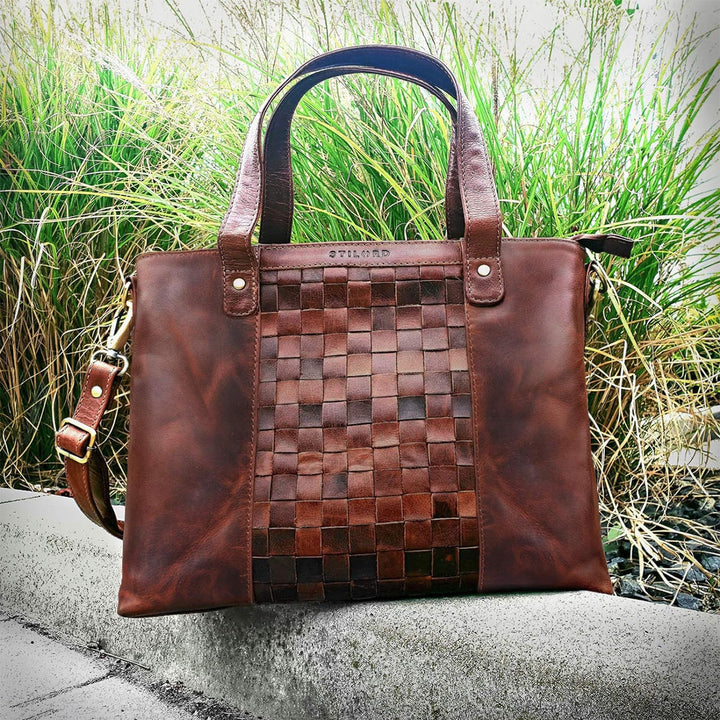 STILORD 'Mara' Elegante Handtasche geflochtenes Leder mit abnehmbaren Schulterriemen Abendtasche Aus
