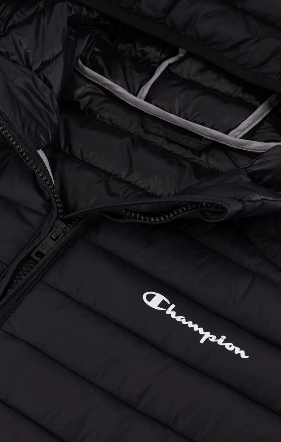 Champion Herren Legacy Outdoor Small Logo Hooded Wattierte Jacke L Schwarz, L Schwarz