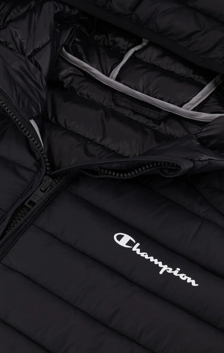 Champion Herren Legacy Outdoor Small Logo Hooded Wattierte Jacke L Schwarz, L Schwarz