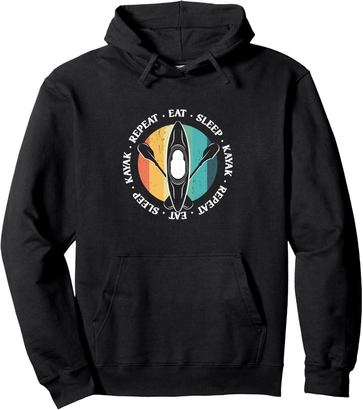 Eat Sleep Kayak Repeat Retro Kanu Rudern Geschenk Kajak Pullover Hoodie