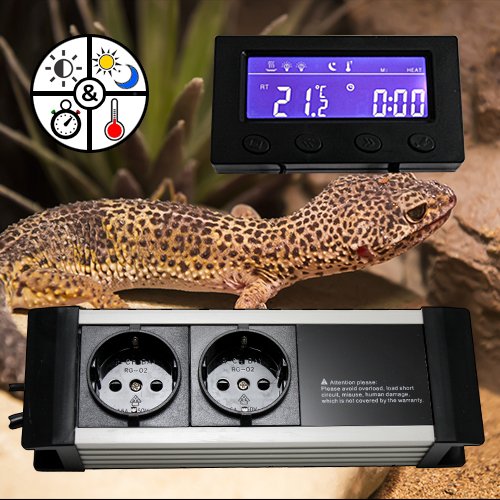 OCS.tec Digitaler Thermostat Thermo Dimm-Control Zeitschaltuhr Alarm Aquarium Terrarium Reptilien Fi