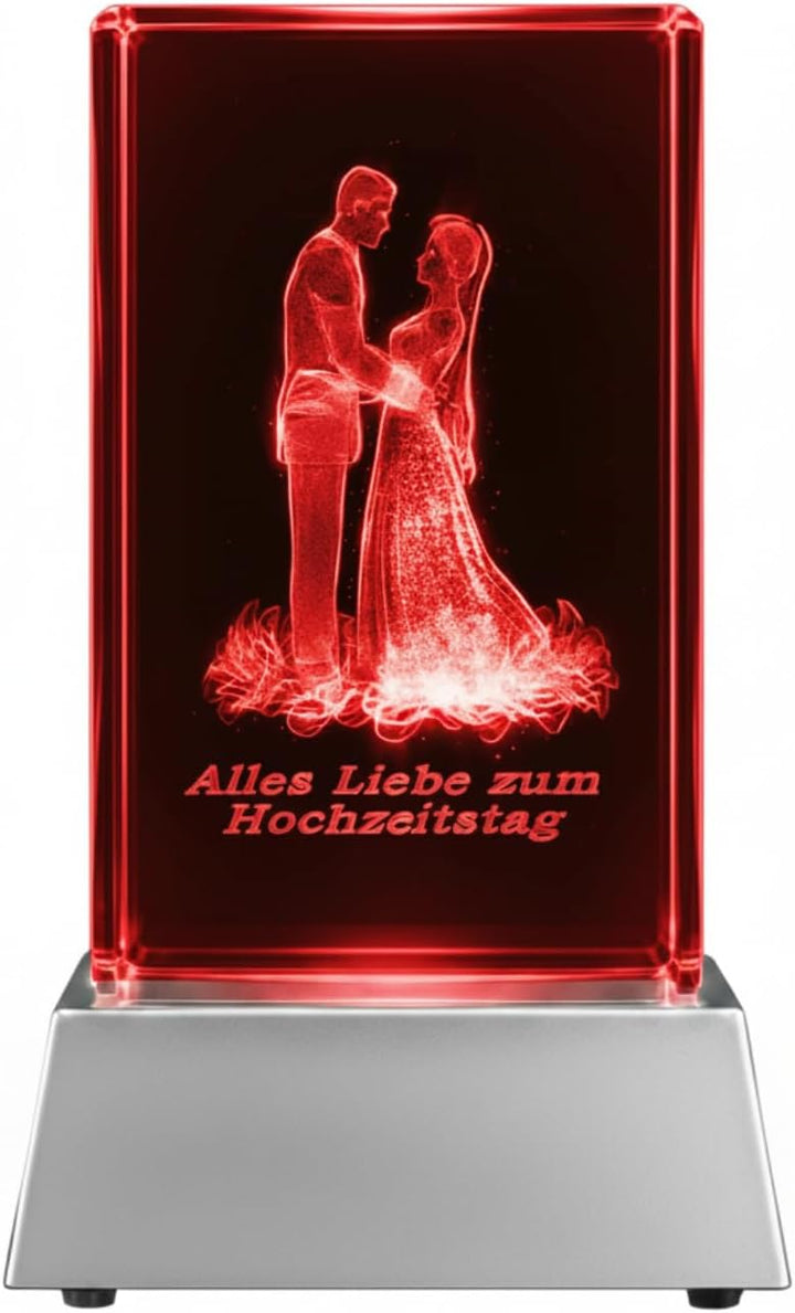 Kaltner Präsente Stimmungslicht LED Kerze/Kristall Glasblock/Motiv Hochzeit / 3D-Laser-Gravur - Alle