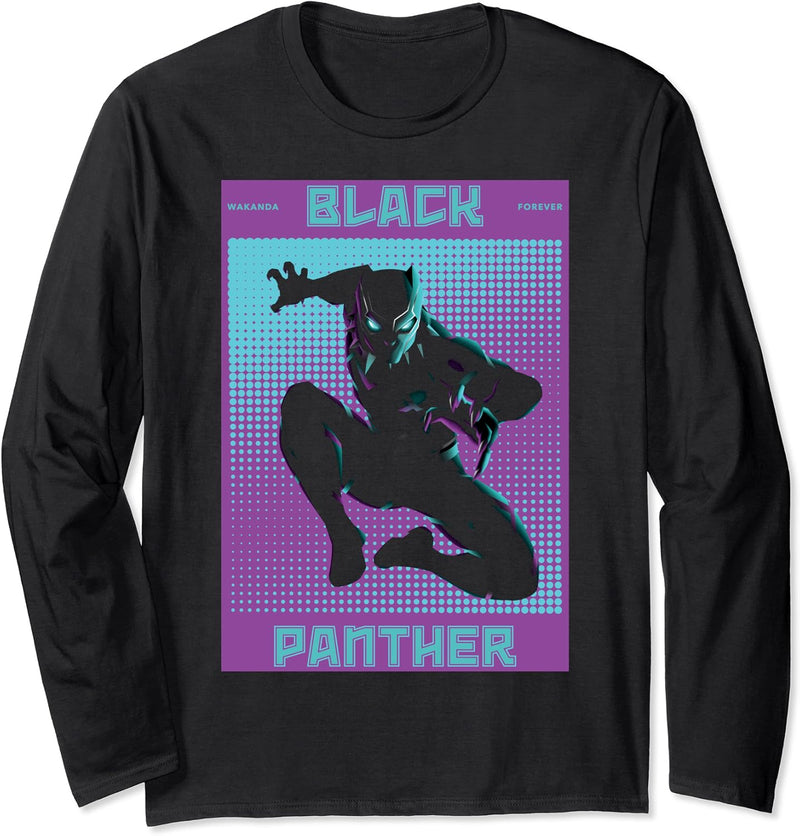 Marvel Black Panther Halftone Pop Art Poster Langarmshirt