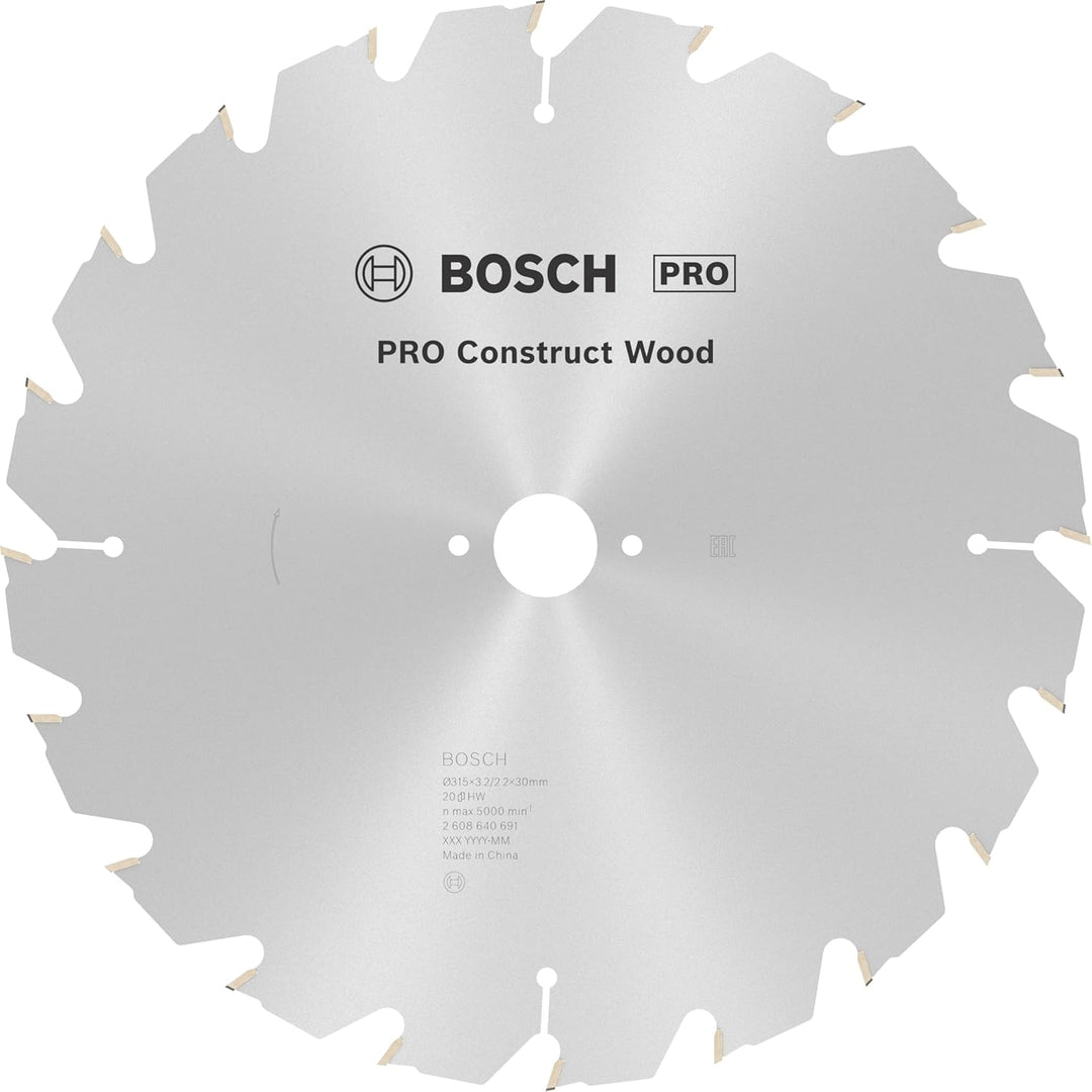 Bosch Professional 1x Kreissägeblatt Construct Wood (für Holz, Sägeblatt Ø 315 x 30 x 3,2 mm, 20 Zäh