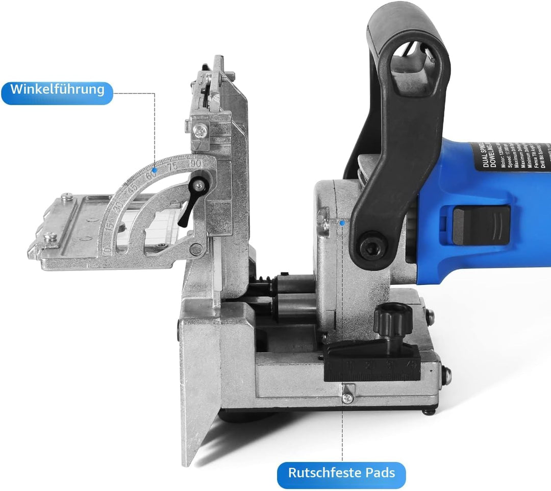 igooo Dual-Spindle Doweling Jointer DJ710, Doppelspindel Dübelfräse, Flachdübelfräse, 710 W, 230 V,