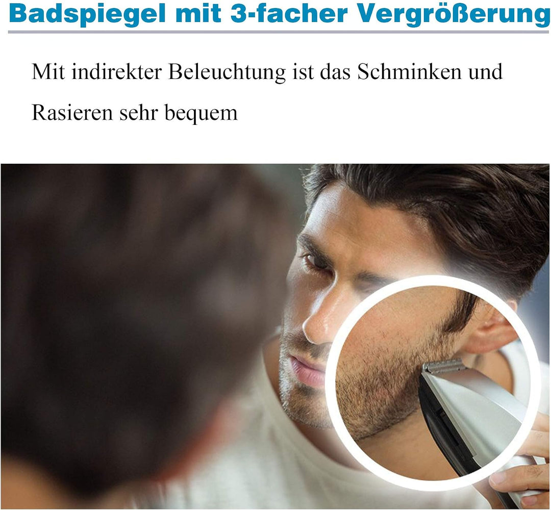 AQUABATOS Badspiegel mit Beleuchtung Eckig 100x70 cm Badezimmerspiegel Lichtspiegel LED indirekt Tou