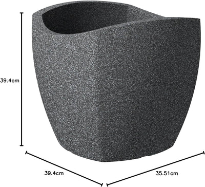 Scheurich Wave Globe Cubo, Pflanzgefäss aus Kunststoff, Schwarz-Granit, 40 cm Durchmesser, 35,5 cm h