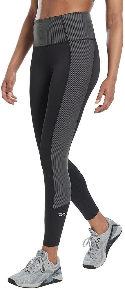Reebok Damen S Rib Hr Tight Leggings XS Schwarz, XS Schwarz