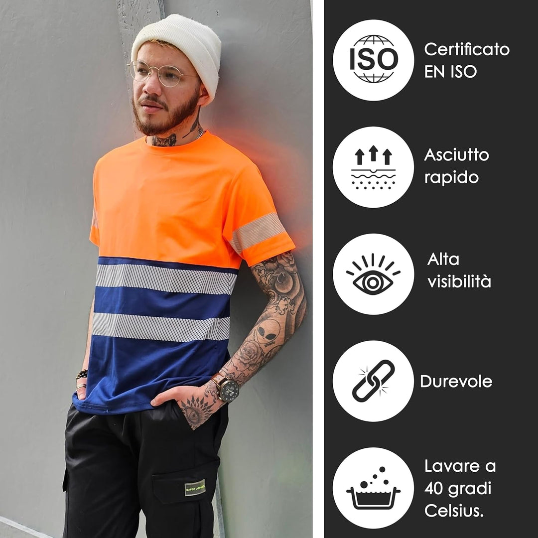 Apparel Warnschutz-T-Shirt – Reflektierendes Warn-Shirt – Warn-Shirt – Sicherheits-T-Shirt – Arbeits