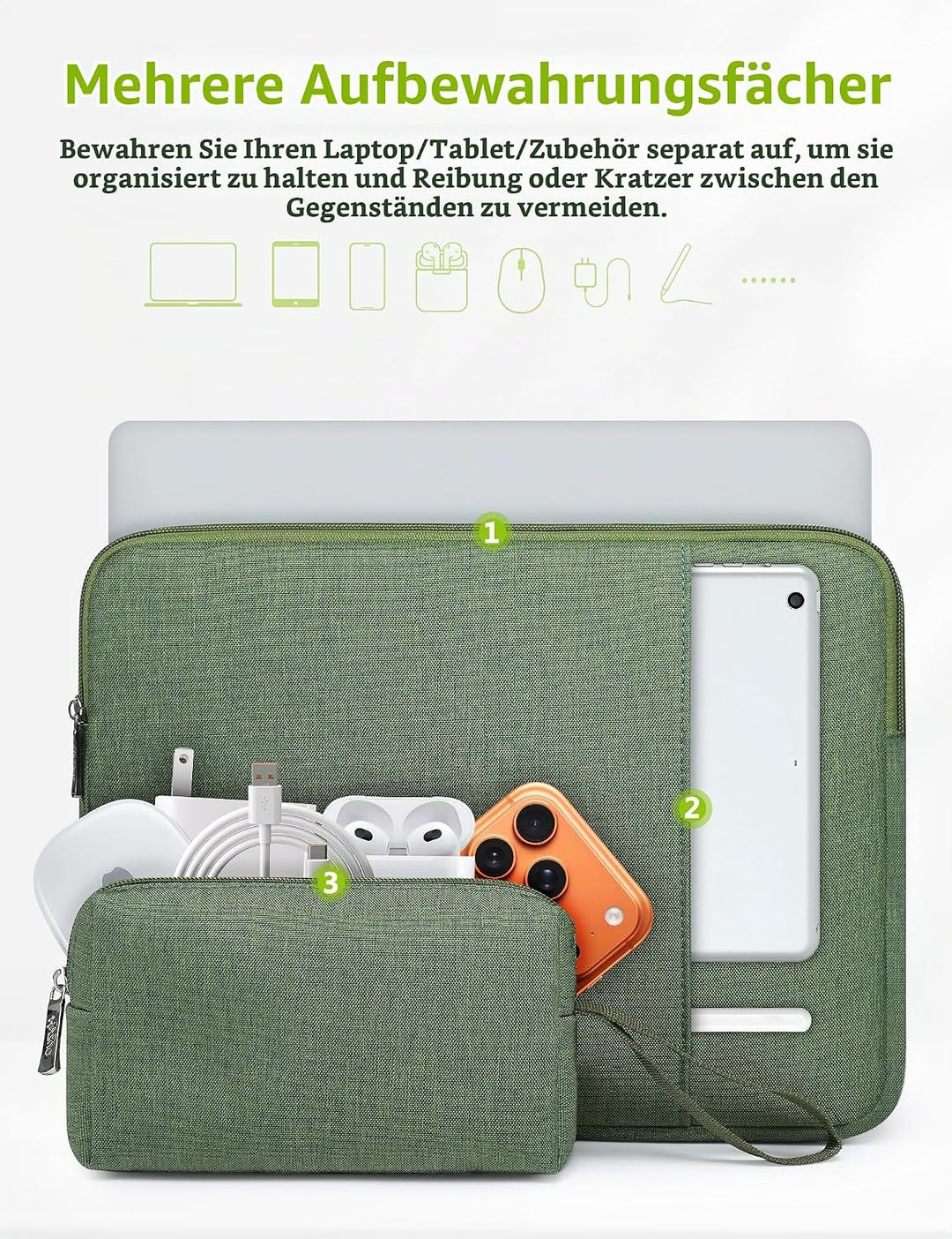 HYZUO 14-15 Zoll Laptop Tasche Set für MacBook Air 15 M4 M3 M2, MacBook Pro 15, 15" Surface Laptop,