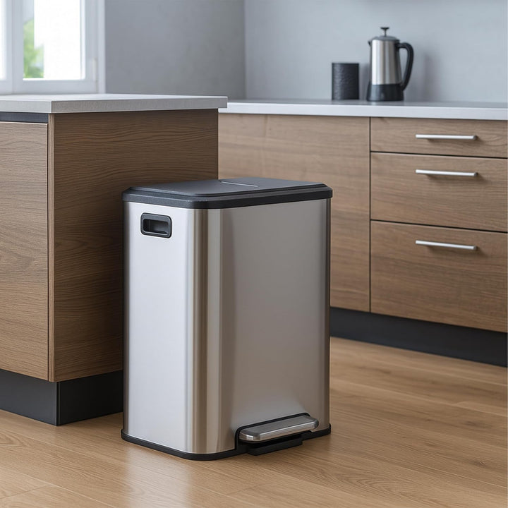 Relaxdays Mülleimer 2 x 15 Liter, Küchenmülleimer mit entnehmbare Inneneimer, Absenkautomatik und Tr