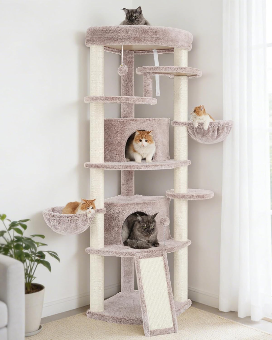 Gitelsnour Eck-Kratzbaum, Katzenbaum für Innenbereich, Mehrstöckiges katzenkratzbaum mit Sisal Kratz