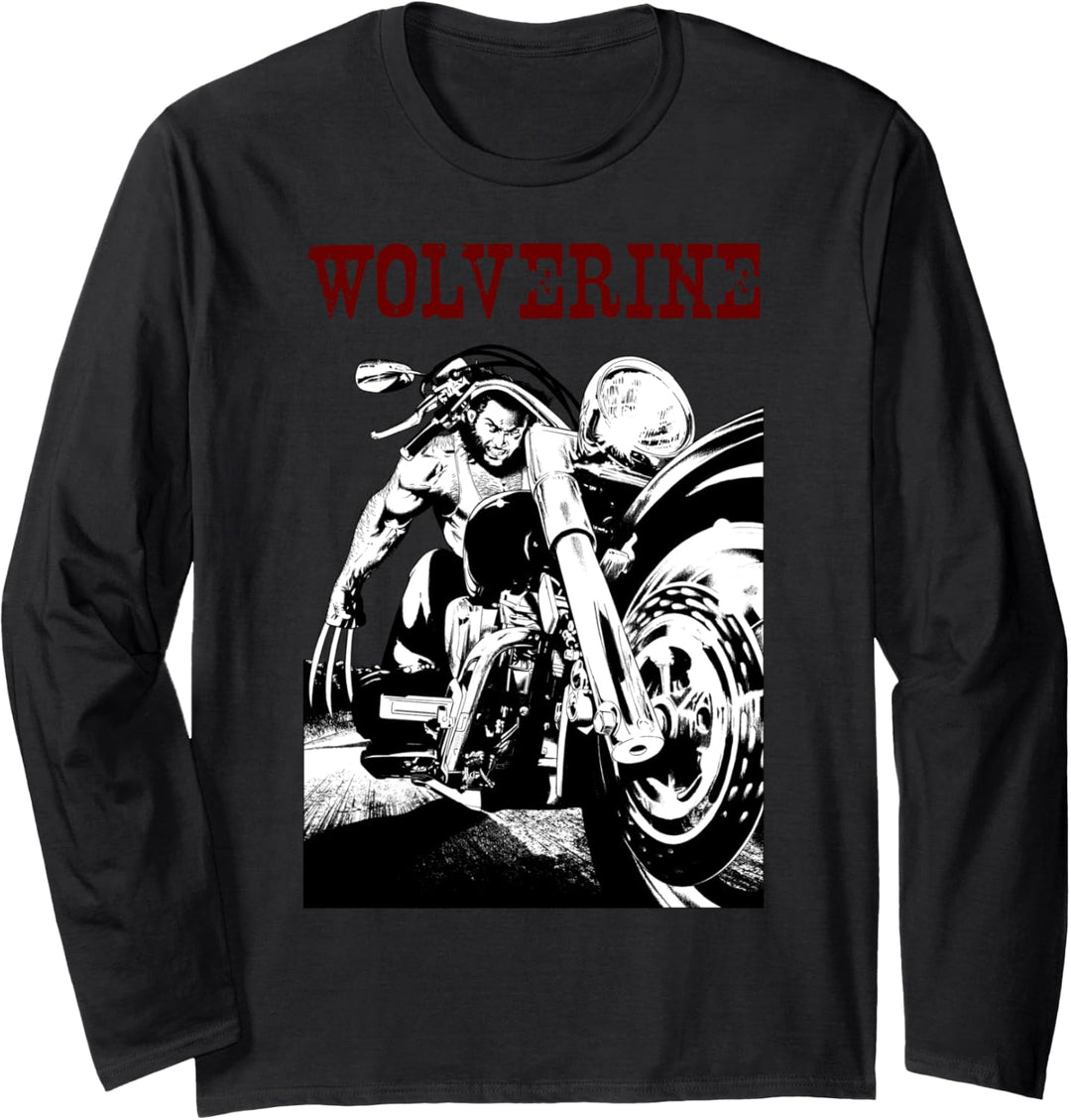 Marvel X-Men Wolverine Young Biker Logan Motorcycle Langarmshirt