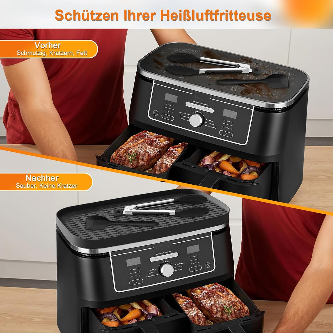 Heissluftfritteuse Silikonmatte Zubehör für Ninja Foodi MAX Dual Zone 9.5l AF400EU, Airfryer Silikon