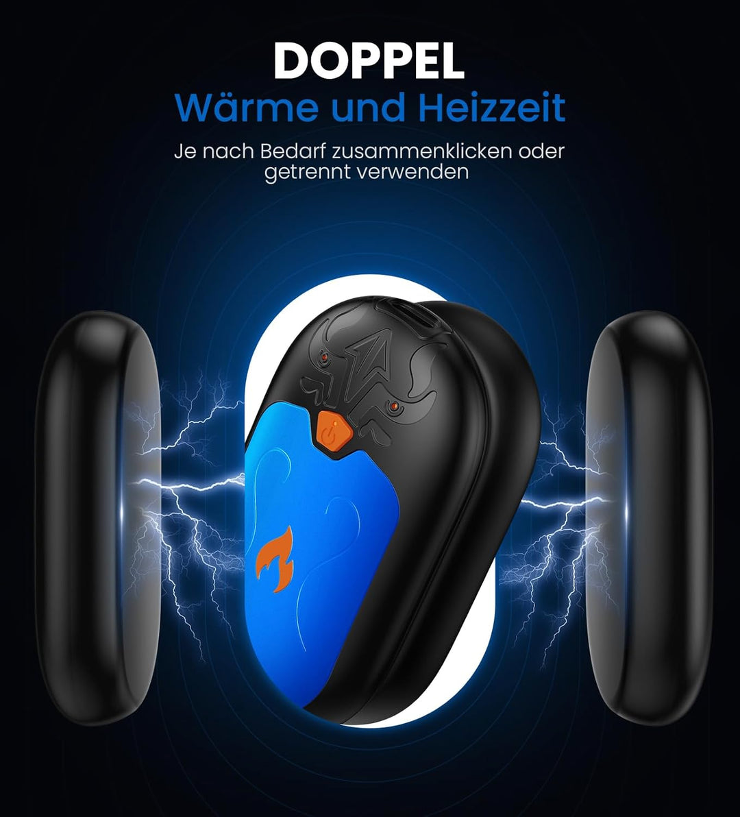 Handwärmer Wiederaufladbar 8000mAh, 2 Pack Handwärmer Elektrische mit 24 Stunden Wärme, Tragbarer Ta