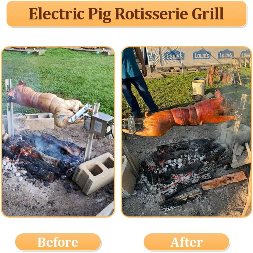 BBQ Edelstahl Spanferkelgrill mit Motor,drehen Bis zu 100 kg Schwein,Elektrisches Edelstahl Grillspi