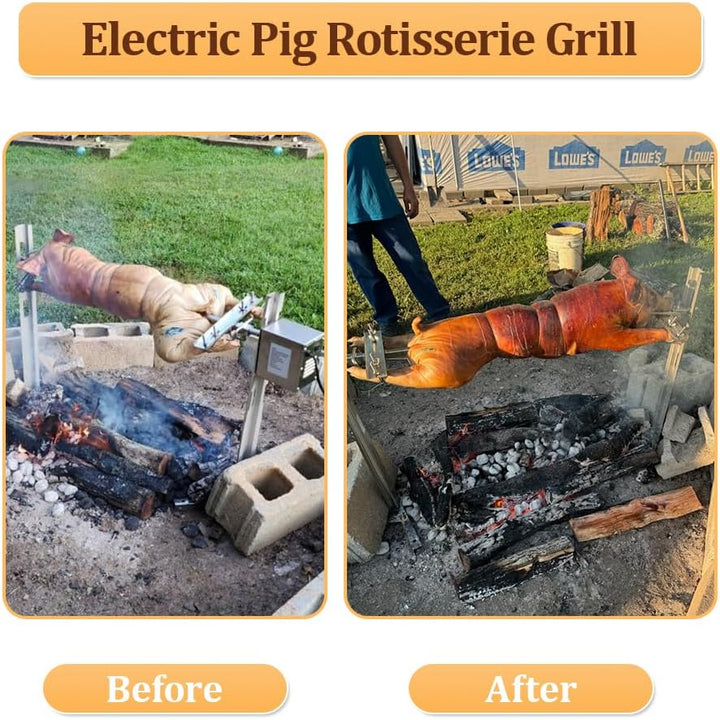 BBQ Edelstahl Spanferkelgrill mit Motor,drehen Bis zu 100 kg Schwein,Elektrisches Edelstahl Grillspi