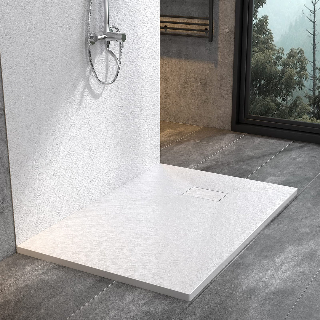 WITEN&amp;NOCK Duschwanne 80x80 cm SMC Brausewanne Weiss Steinoptik Antirutsch Duschtasse Höhe 3,2 cm Ni