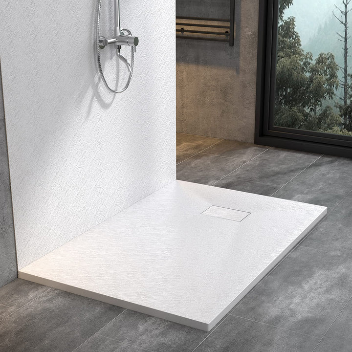 WITEN&amp;NOCK Duschwanne 80x80 cm SMC Brausewanne Weiss Steinoptik Antirutsch Duschtasse Höhe 3,2 cm Ni