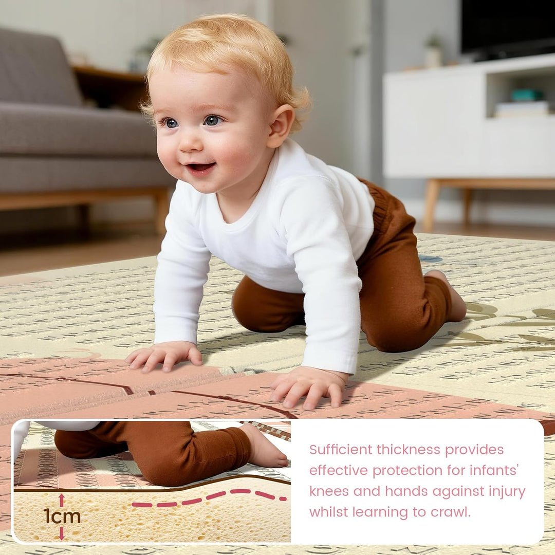 Krabbelmatte 180x120cm – Baby Spielmatte doppelseitig, Krabbeldecke aus XPE 1cm, faltbar, wasserdich
