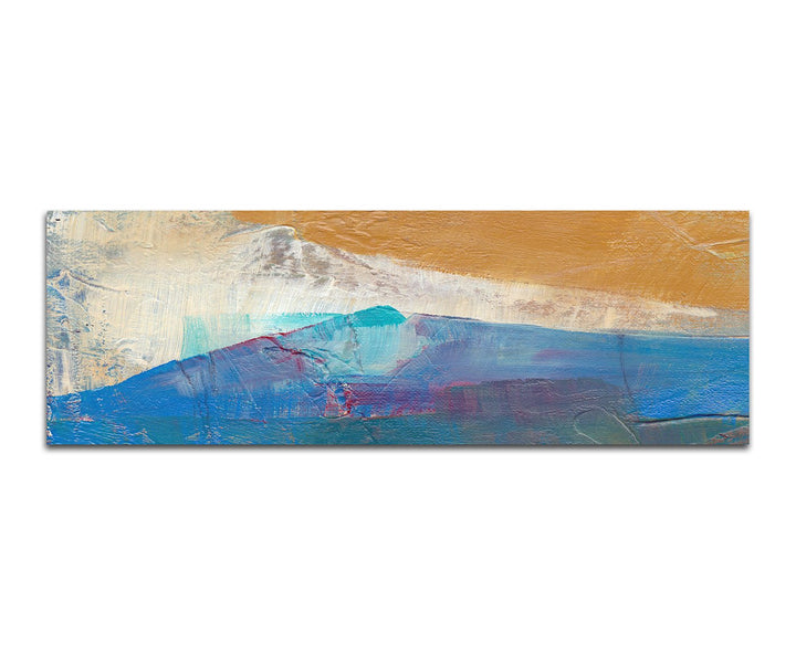 Paul Sinus Art Panoramabild auf Leinwand und Keilrahmen 150x50cm Handmalerei Berge Landschaft abstra