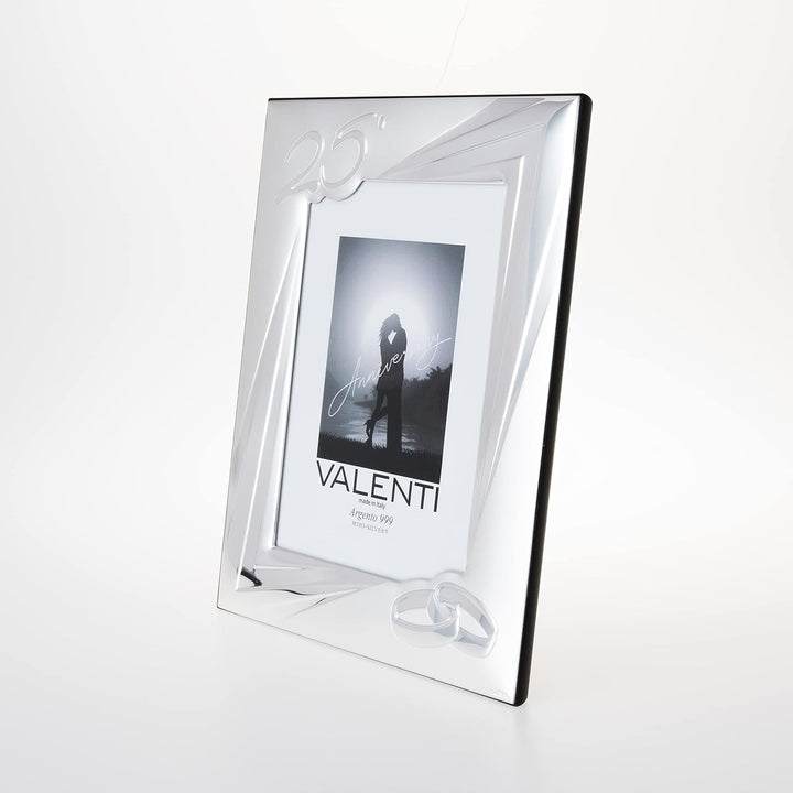 Valenti&Co - Silber Bilderrahmen 13x18 cm Silberhochzeit - 25 Jahre Ehe oder für das fünfundzwanzigs