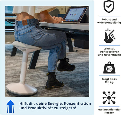 Backerz ergonomischer Wackel-Hocker - Bürohocker mit 40-60 cm Höhenverstellbar, Stehhocker, Arbeitsh