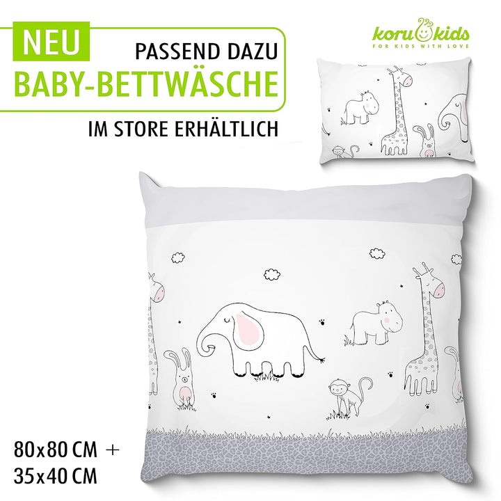 Koru Kids® Baby-Oberbett - 80 x 80 cm - Baby Daunendecke - allergikergeeignet - Füllmenge 150g 150g