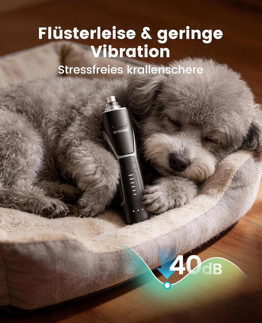 oneisall Hunde Krallenschneider mit 360° LED-Licht, Krallenschleifer für Hunde gross und klein 6 Ges
