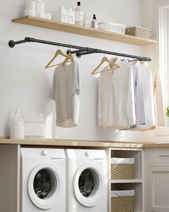 SONGMICS Kleiderstange für die Wand, 2er Set, Kleiderständer Wandmontage, Industrie-Design, platzspa