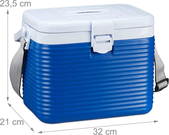 Relaxdays kleine Kühlbox, mit Griff, Tragegurt, Kunststoff Kühltasche, ohne Strom, 8 l, HBT 23,5 x 3