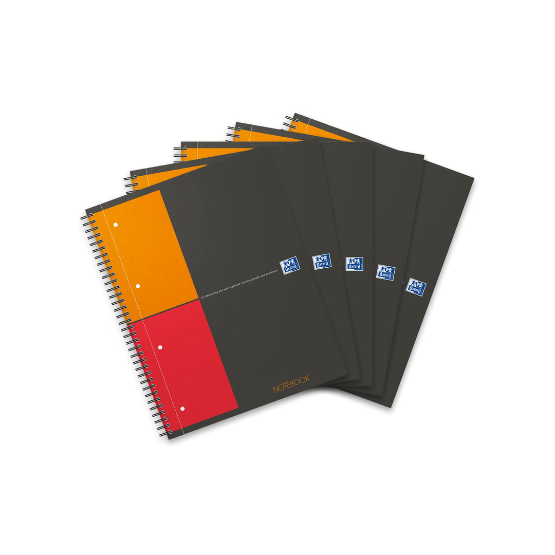 Oxford Notebook International A4, kariert, 160 Seiten, stabiler Kartondeckel, 5 Stück A4 5 Stück kar