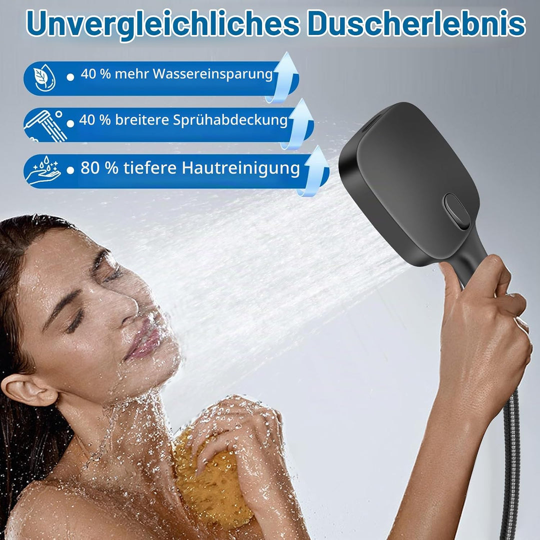 Duschkopf Gross Hochdruck – XXL Regenduschkopf mit 8 Strahlarten, Wassersparende Handbrause für Luxu